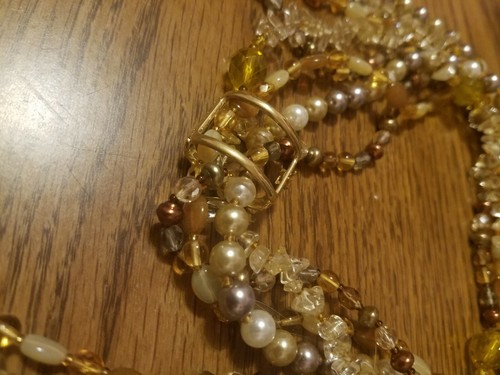 Joan Rivers Twistable NECKLACE Gold 4 Strands Pearl Bead Crystal Torsade - Picture 8 of 8