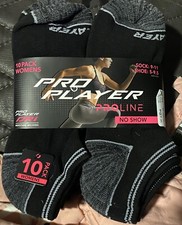 New Proline Socks Athletic No Show Moisture Wicking 10 Pair Pack Black/gray