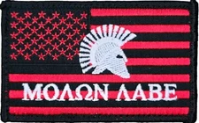 MOLON LABE SPARTAN FULL USA AMERICAN FLAG GLOW TACTICAL HOOK BLACK RED PATCH