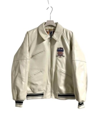激レア　Avirex Leather Varsity Jacket AVIREX Authentic Varsity Leather Jacket Size 2XL | eBay