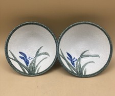 Iris Flower 6” Ceramic Bowls Textured LOT 2 Vintage
