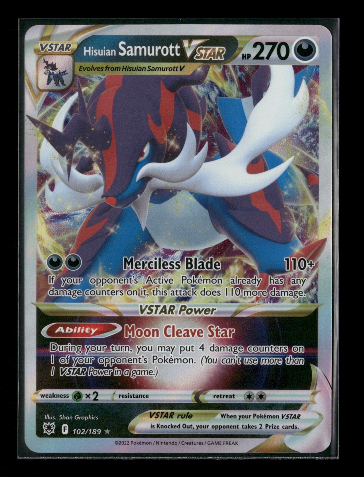 Hisuian Samurott Vstar 102/189 Astral Radiance Holo Pokemon Card NM