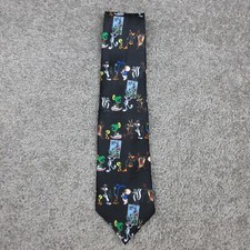 Vintage Looney Tunes Tie Adult One Size Black Geometric Stamp Collection 1997
