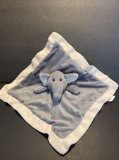 Baberoo Gray Elephant Baby Lovey Security Blanket Ivory Cream Trim 12x12 Velour