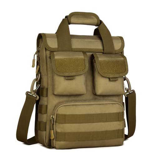 Tactical Messenger Bag Men MOLLE Sling Pack Briefcase Gear Coyote Brown