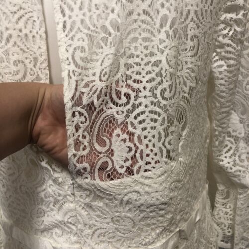 Short Illusion Lace Dress with 3/4 Bell Sleeves Ivory DB Studio SDWG0618 Size 22 - Picture 11 of 12