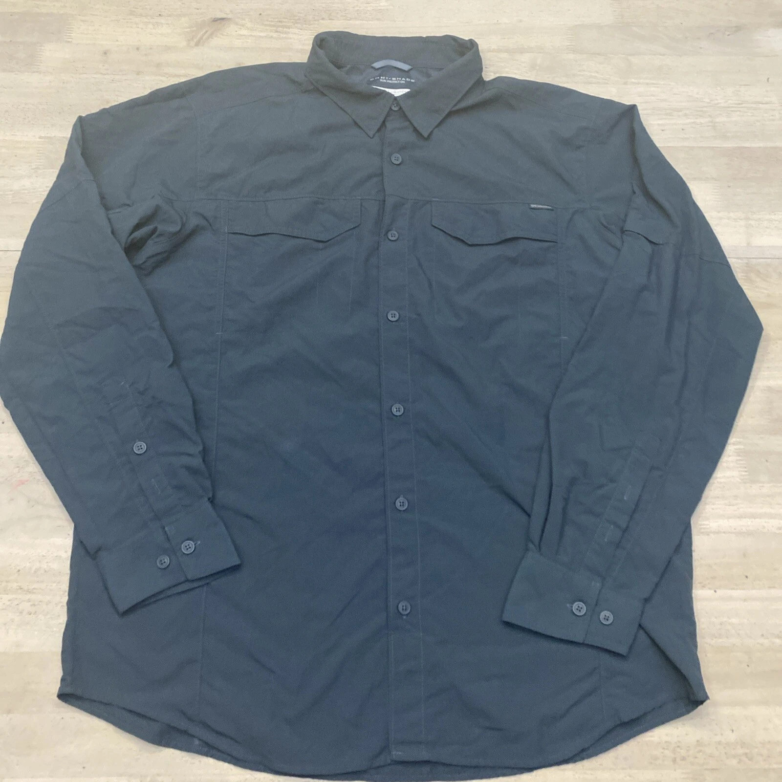 COLUMBIA Men's Omni Shade Long Sleeve Vented Fishing Hiking Shirt Blue XL
