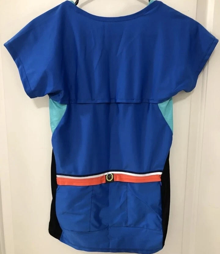 Camiseta deportiva Moxie Cycling para mujer contorno envolvente camiseta activa azul verde talla M $69 Foto 2 de 4