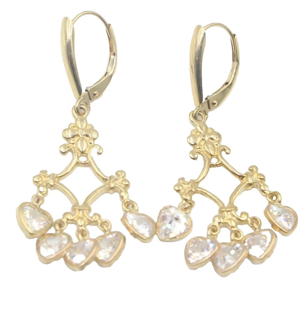 Yellow Gold Plated Chandelier Fashion Earrings