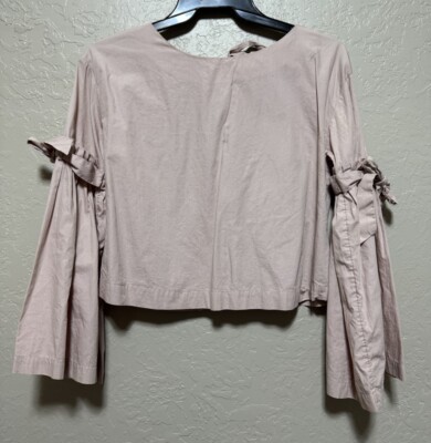 Free People So Obviously Yours Top Size Small Pink Bow Bell Sleeve