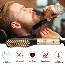 Beard Straightener for Men – Fast Heat, Ionic Anti-Frizz Brush Comb Gift