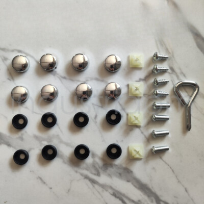 #ad Silver Car License Plate Frame Retainer Fixed Buckle License Plate Frame Screws $1.99