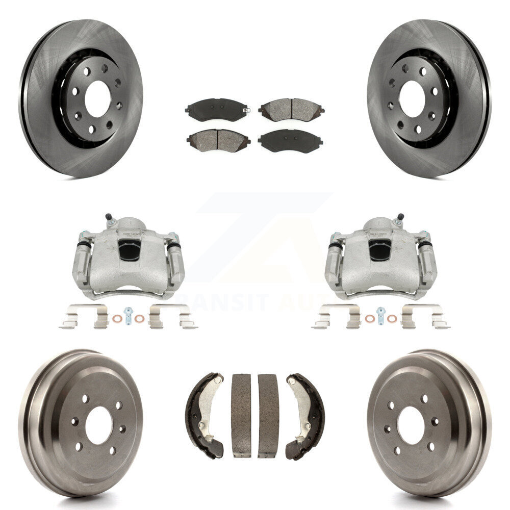 Front and Rear Brake Caliper Rotor Drum Semi-Metallic Pad Kit (8-Piece) Designed for Chevrolet G3 Models