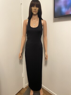 Full Length Tank Dress With Net Back And High Side Split Sz Large