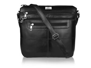 Genuine Leather Ladies Womens Handbag Black Soft Cross Body Shoulder Bag Ql922