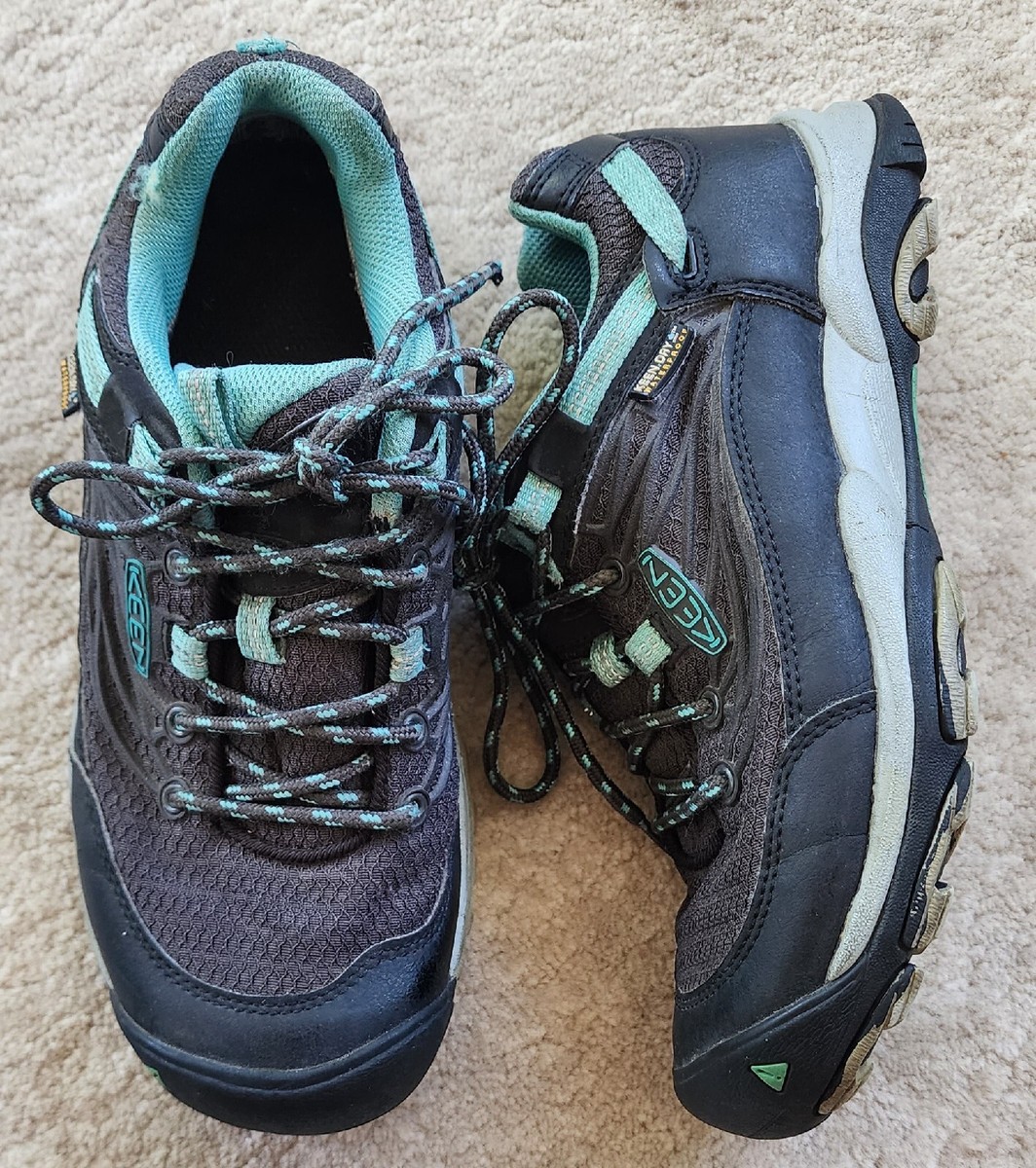 Keen HIKING Shoes Trail Walking Sz Black Teal Saltzman