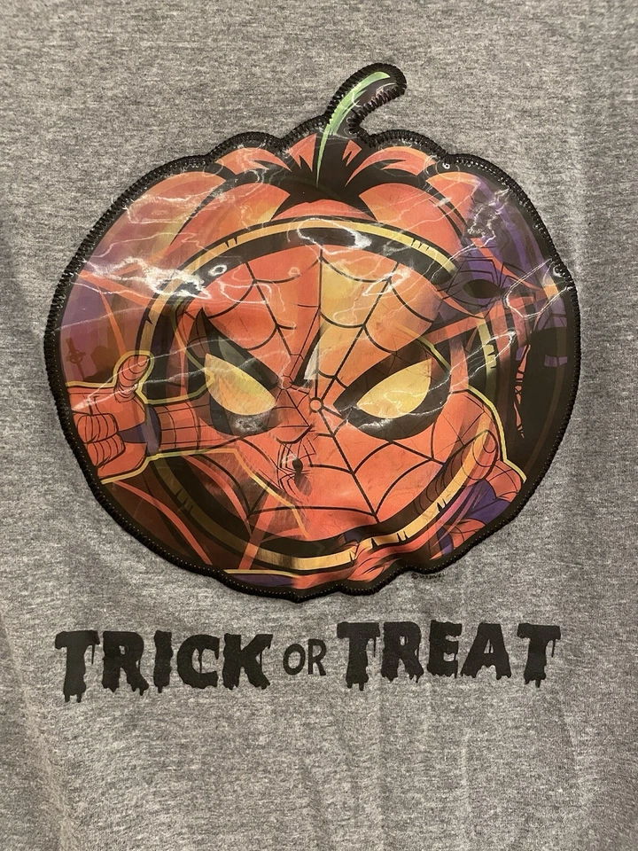 Old Navy Kids Boys Spider-Man Pumpkin Halloween Cotton Blend Shirt Dark Gray M 8 - Image 3 of 4