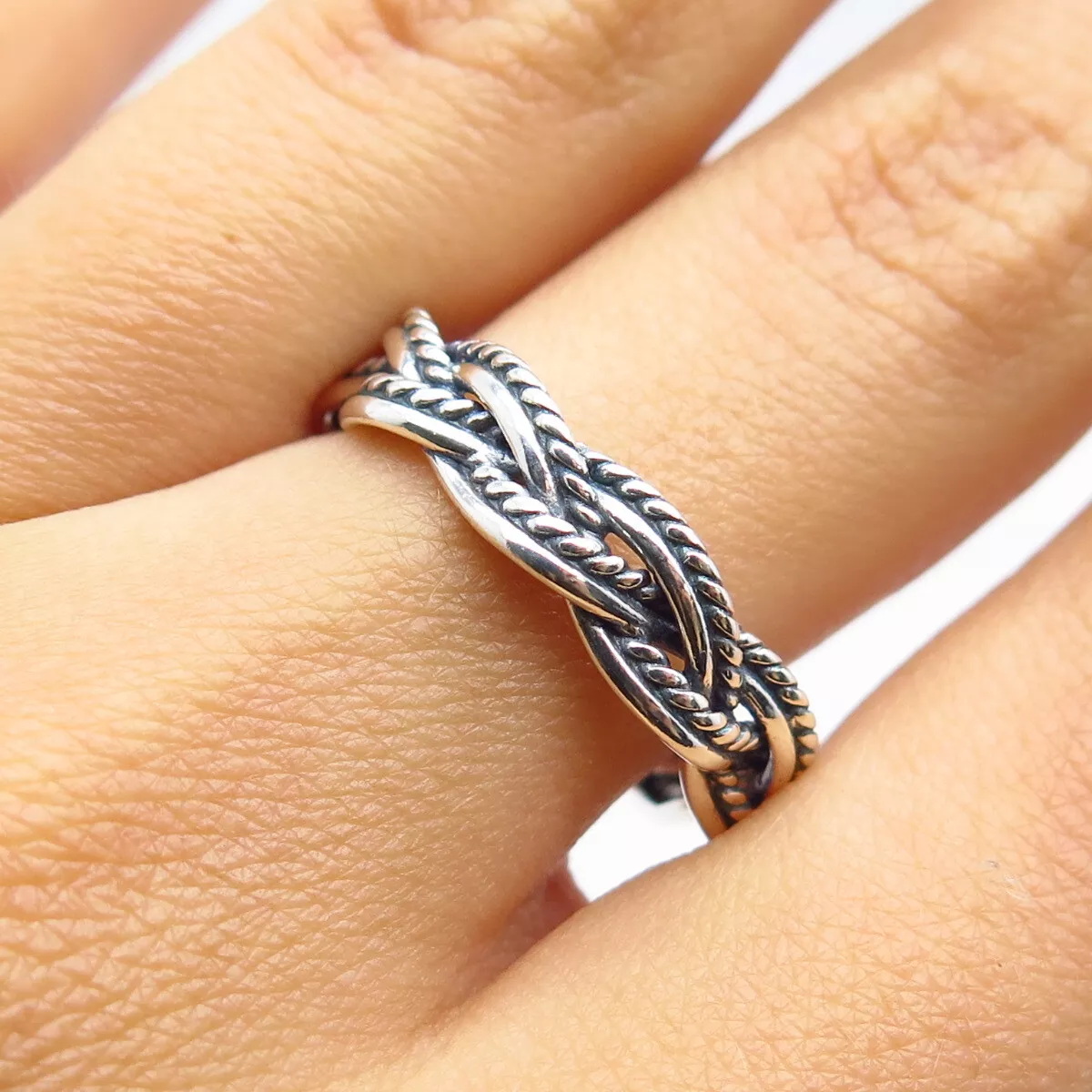 925 Sterling Silver Vintage Twisted Braided Ring Size 7 | eBay