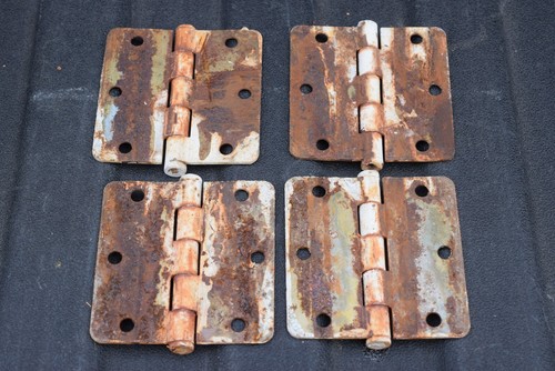 Hinges door antique vintage rustic 3 1/2" X 3 1/2" radius corners 1890"s - Picture 4 of 4