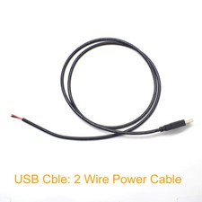 5pcs 1M/3.3FT 20AWG USB 2.0 Male Plug 2pin wire DIY Pigtail cable Black