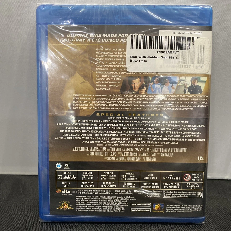 JAMES BOND 007 The Man With The Golden Gun Bluray, New - Image 2 of 2
