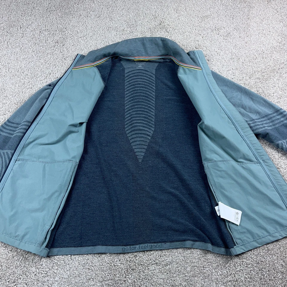 Chaqueta Smartwool Para Hombre Grande Azul Intraknit Activo Correr Al Aire Libre Cremallera Completa Foto 4 de 4