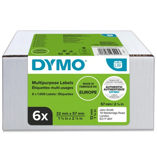 Dymo Labelwriter Multipurpose Label 32X57mm 1000 Labels Per Roll White Pack 6
