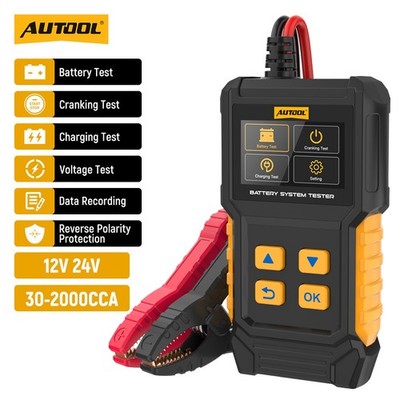 AUTOOL Car Battery Tester 12V-24V Load Tester Charging Cranking System Analyzer