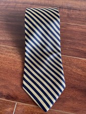 Brooks Brothers Silk Mens Tie Made in USA Repp Striped Gold Blue