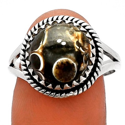 Natural Turtella Jasper - USA 925 Sterling Silver Ring s.8.5 Jewelry R-1474