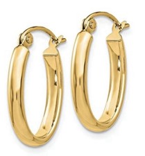 14K Yellow Gold JCM Classic Oval Hoop Earrings 1" 1.68g