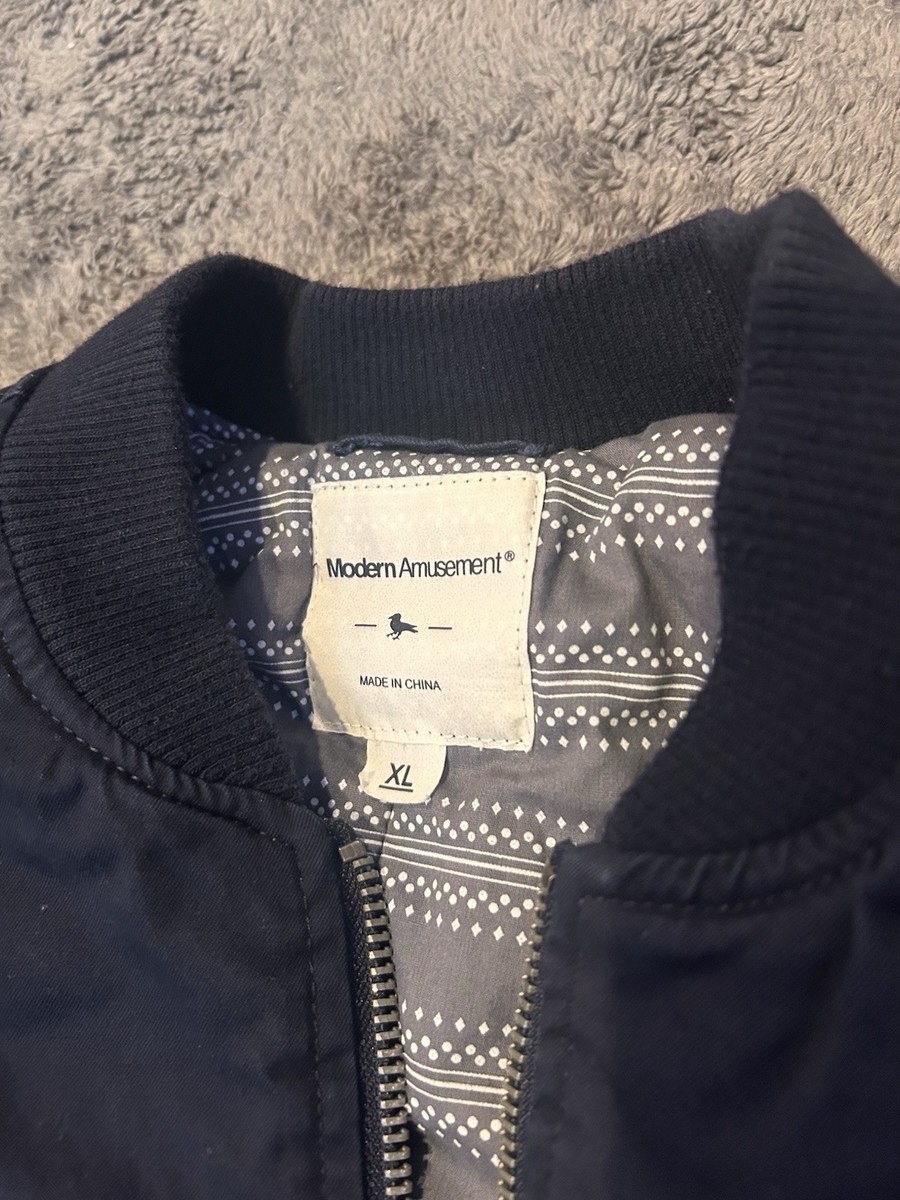 Modern Amusement Men's Bomber Jacket Size XL Blue Pac Sun | eBay