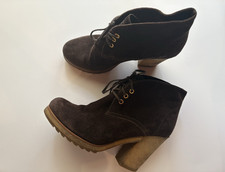 Prada Leather Ankle Boots Lace Up Sz 37