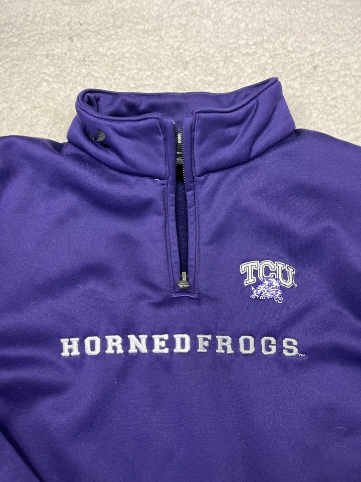 Under Armour Mens TCU 1/4 Zip Jacket Sweatshirt Purple Large Fleece Lined Purple - Image 2 of 4