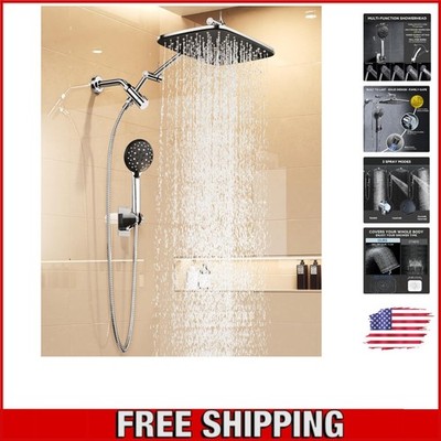11.8'' High-Pressure Rainfall Combo Shower Head, Adjustable Height, Chrome Silver