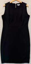 Calvin Klein Womens Sheath Dress Black Back Zip Crepe Sleeveless Round Neck 14