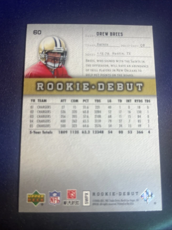 2006 Upper Deck Rookie Debut #60 Drew Brees - Image 2 of 2