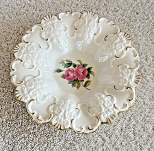 VTG Spode Bone China Billingsley Rose Spray Mint Dish Scalloped Edge 6” Diameter