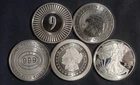 FIVE (5)  1 OZ .999 SILVER ROUNDS ( 5 OZ TOTAL)  LOT 181058