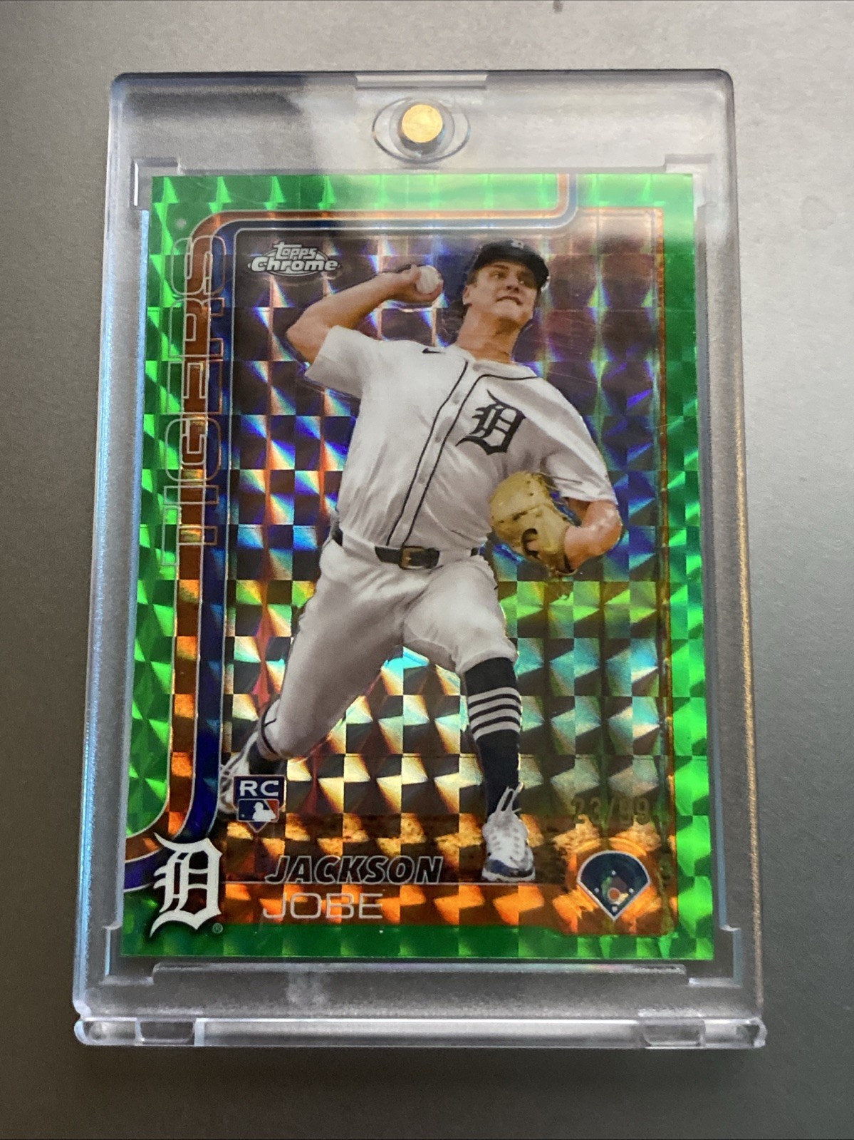 23/99 2025 Topps Chrome - Jackson Jobe #249 Green Geometric Rookie Card (RC)