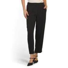 Vince Seamed Front Black Elastic Waist Pull On Ponte Pants Small Career Casual
