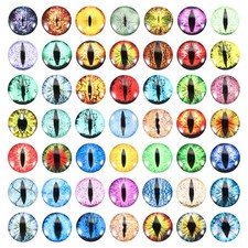 200 Pcs 20mm Glass Dragon Eyes, Flatback Animals Doll Eyes, Yellow Mixed Color