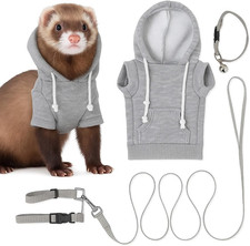 Gray Ferret Sweater, Harness, and Leash Set - Clothes for Small Pets - Ferret St