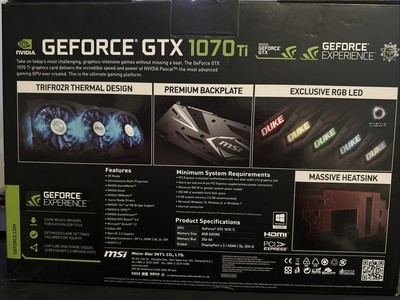 MSI GeForce GTX 1070 TI Duke 8gb Graphics Card for sale online | eBay