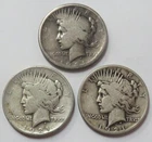 (3) 1921 US PEACE SILVER DOLLAR $1 HIGH RELIEF VG COINS