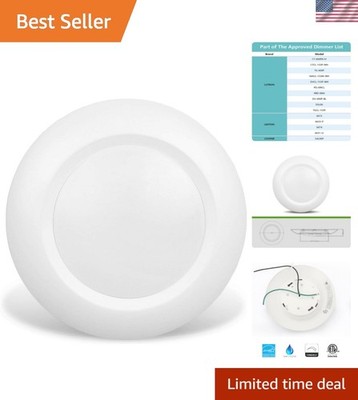 6 Inch LED Low Profile Recessed & Surface Mount Disk Light, Round, 15W, 900 L...