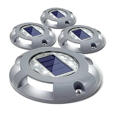  Solar Deck Lights Driveway Dock LED Light Solar Powered 4 Pack White Light