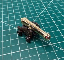 Naval Cannon All Metal With Polished Brass Colored Barrel Miniature