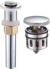 Pop Up Drain Bathroom Faucet Vessel Vanity Sink Drain Stopper Built-in