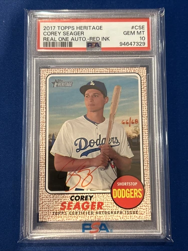 2017 Topps Heritage Corey Seager Real One Autograph AUTO Red Ink ROA-CSE PSA 10